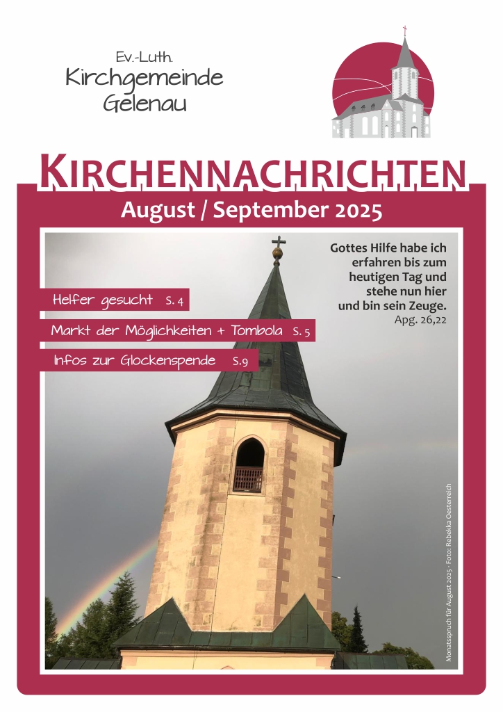 Kirchenblatt Gelenau für August und September 2025