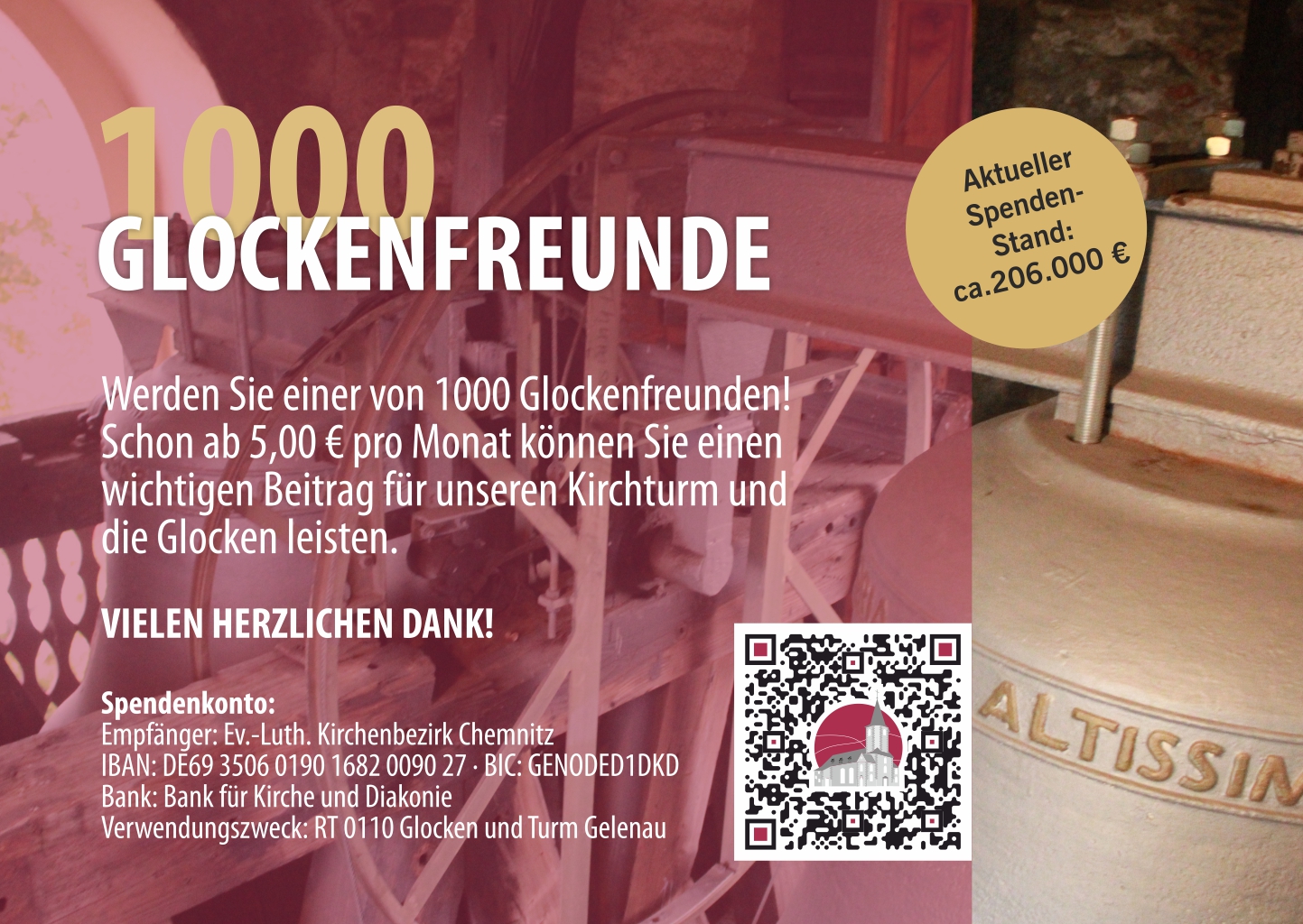 Wir suchen 1000 Glockenfreunde für unsere Kirche in Gelenau